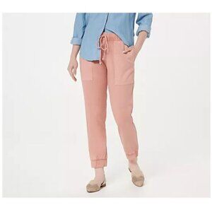 Side Stitch Petite Tencera Jogger Pants Women L Rose Dawn Pink Lyocell Blend NEW